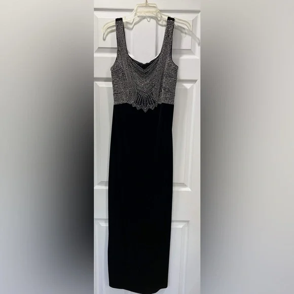 Dresses | Black Velvet Gown With Beaded Top And Matching Bolero Jacket |  Poshmark